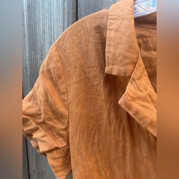 Quince Terracotta Linen button down Dress - Picture 5 of 16